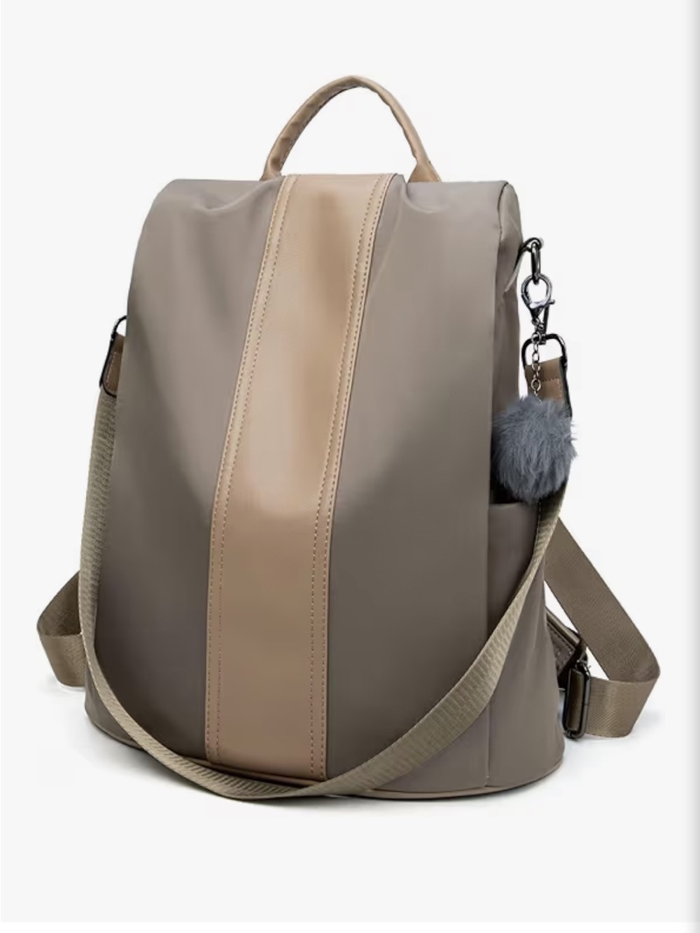 PINCNEL Women Khaki Medium Backpack Purse. Antitheft, waterproof shoulder bag